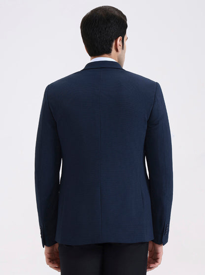 Blue Solid Regular Fit Blazer | JadeBlue