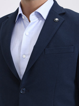 Blue Solid Regular Fit Blazer | JadeBlue