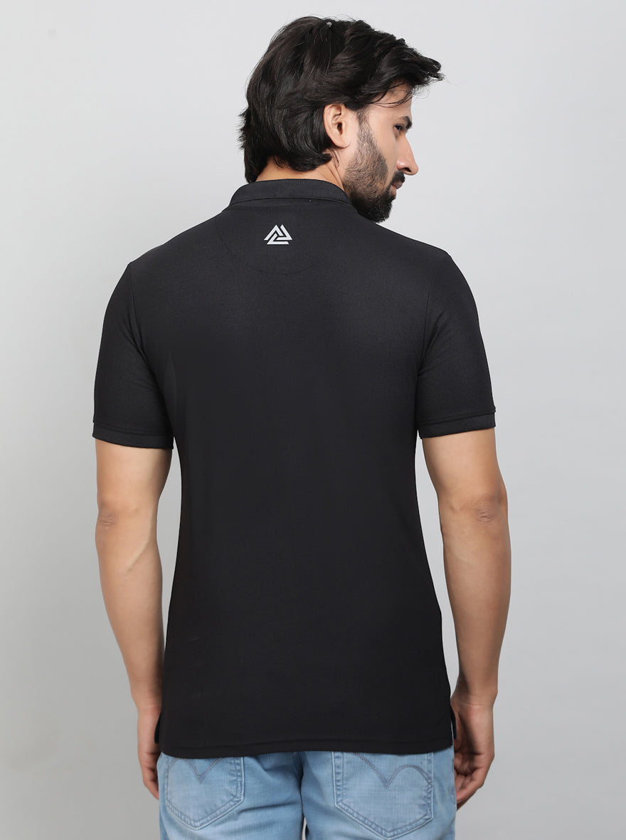 Black Solid Slim Fit Polo T-Shirt | Jade Play
