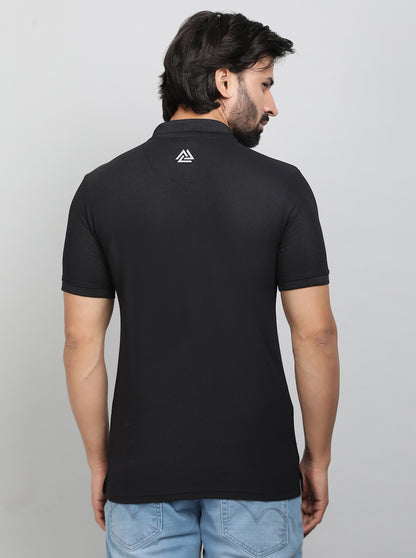 Black Solid Slim Fit Polo T-Shirt | Jade Play