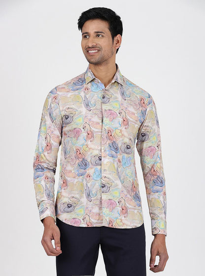 Multicolor Printed Slim Fit Party Wear Shirt | JB Studio