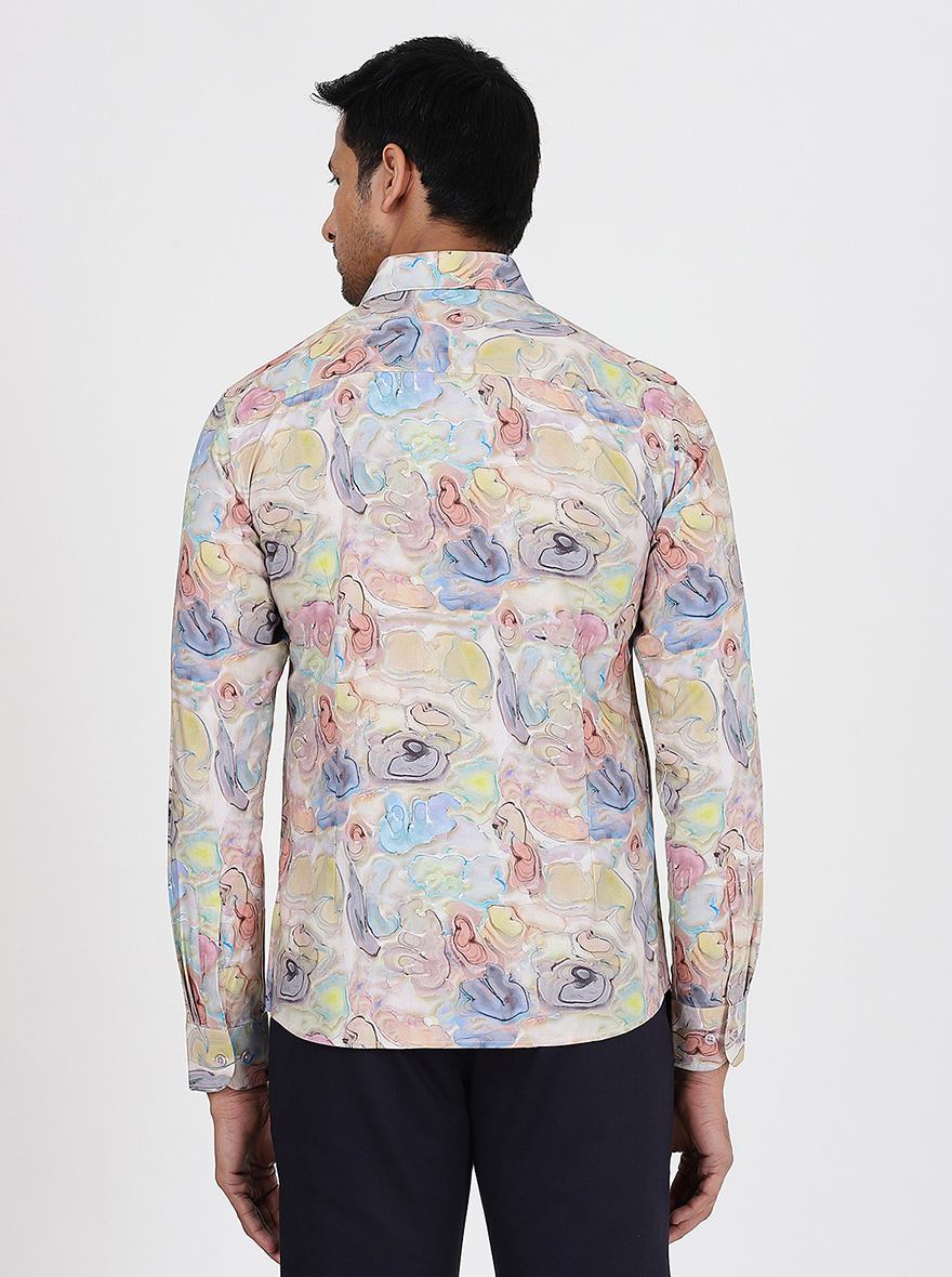 Multicolor Printed Slim Fit Party Wear Shirt | JB Studio
