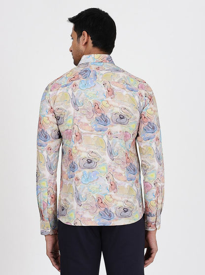 Multicolor Printed Slim Fit Party Wear Shirt | JB Studio