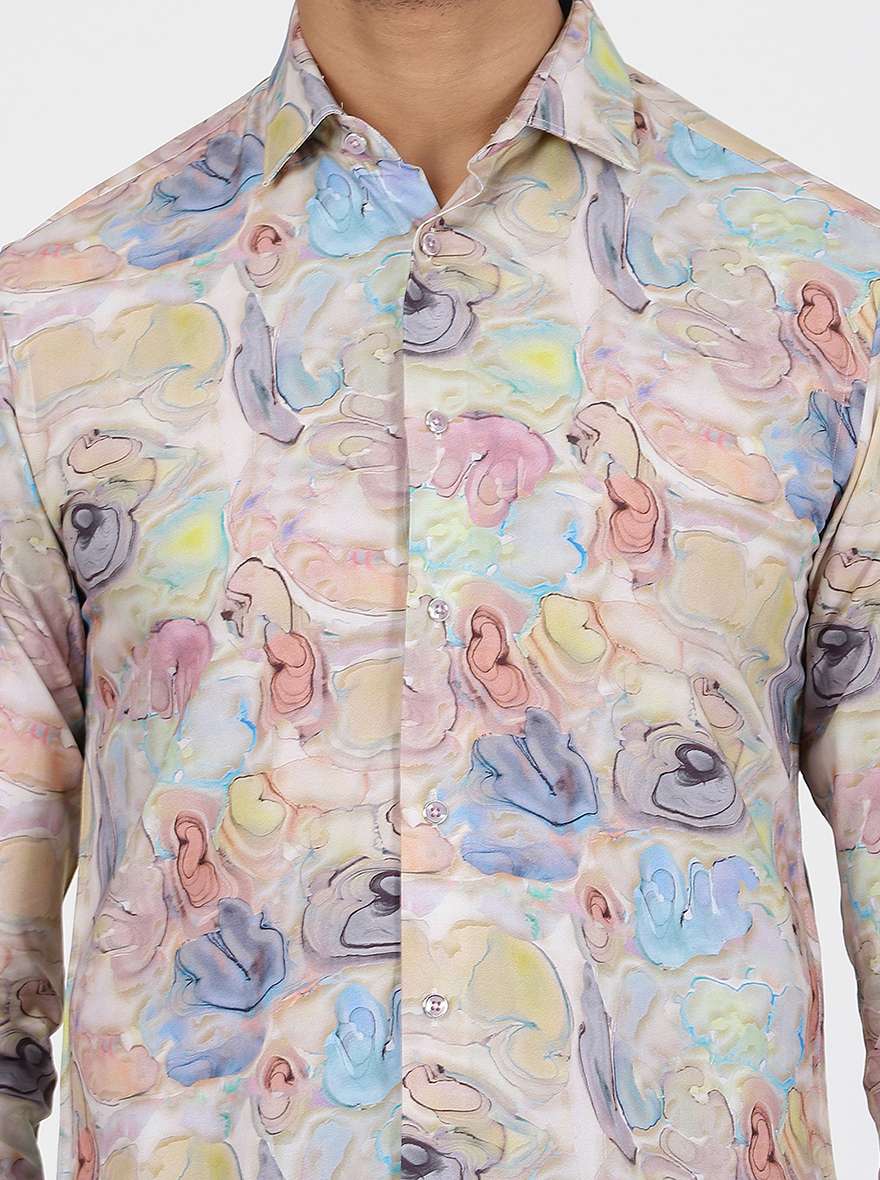 Multicolor Printed Slim Fit Party Wear Shirt | JB Studio