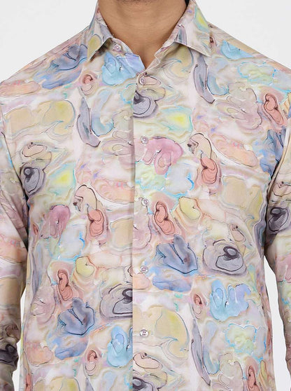 Multicolor Printed Slim Fit Party Wear Shirt | JB Studio