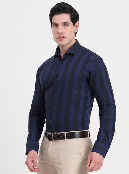 Blue Striped Slim Fit Formal Shirt | JadeBlue Youth