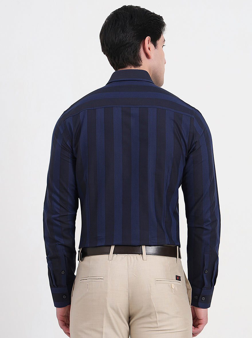 Blue Striped Slim Fit Formal Shirt | JadeBlue Youth