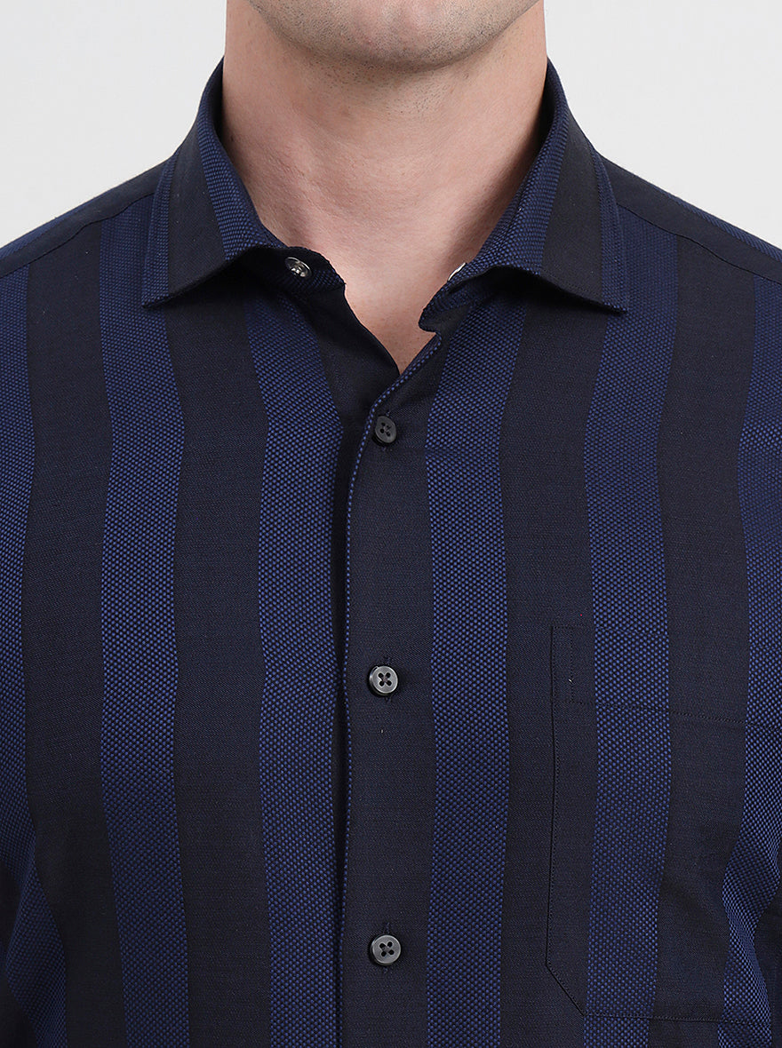 Blue Striped Slim Fit Formal Shirt | JadeBlue Youth