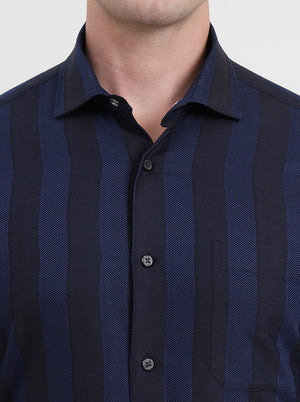 Blue Striped Slim Fit Formal Shirt | JadeBlue Youth