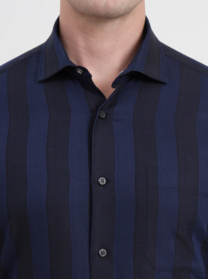 Blue Striped Slim Fit Formal Shirt | JadeBlue Youth