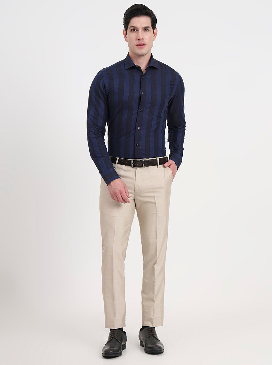 Blue Striped Slim Fit Formal Shirt | JadeBlue Youth