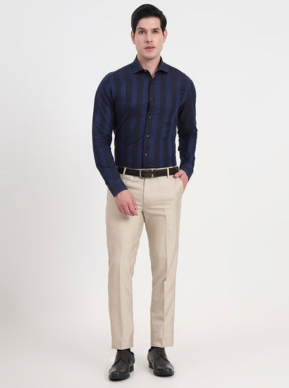 Blue Striped Slim Fit Formal Shirt | JadeBlue Youth
