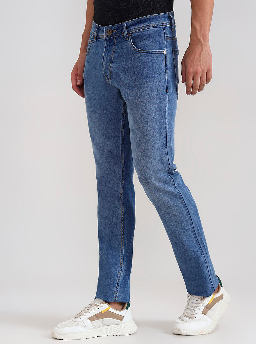 Mid Ice Blue Washed Slim Fit Jeans | Greenfibre