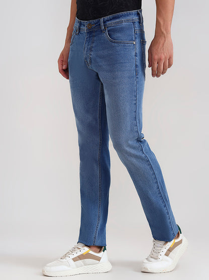 Mid Ice Blue Washed Slim Fit Jeans | Greenfibre