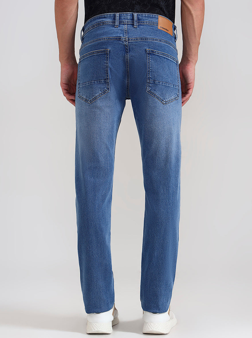 Mid Ice Blue Washed Slim Fit Jeans | Greenfibre