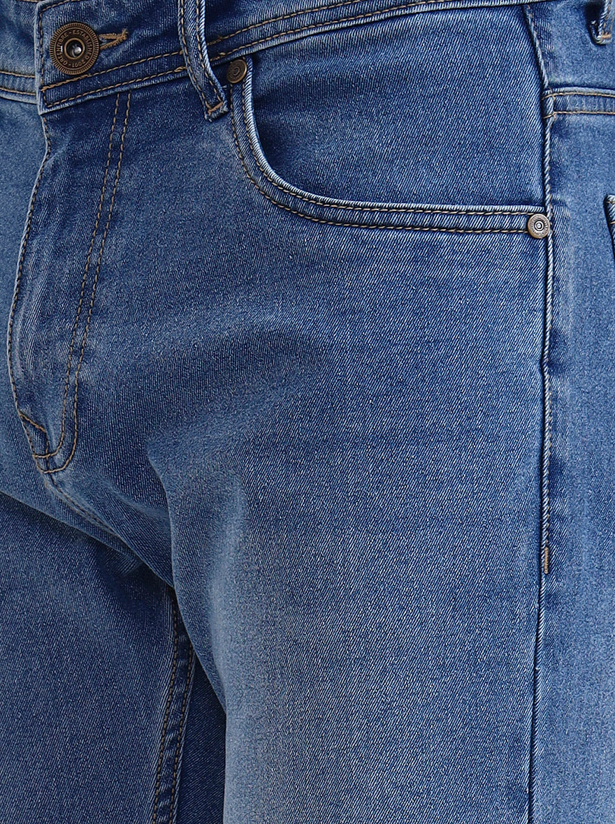 Mid Ice Blue Washed Slim Fit Jeans | Greenfibre