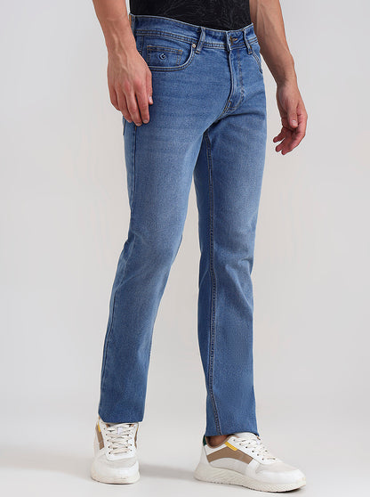 Mid Ice Blue Washed Slim Fit Jeans | Greenfibre