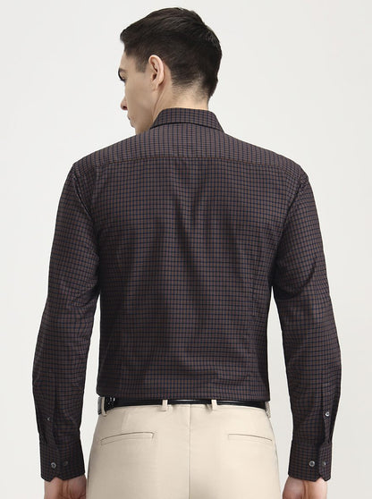 Brown Checked Slim Fit Formal Shirt | JadeBlue Super Luxe