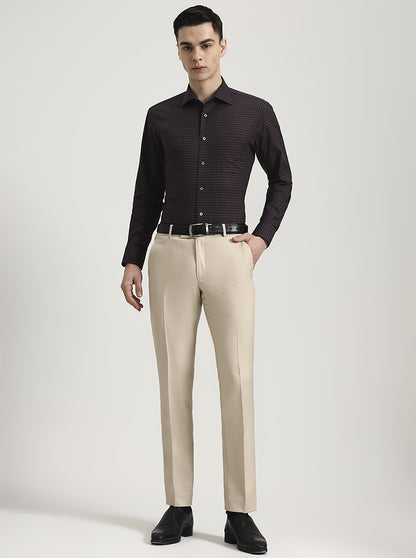 Brown Checked Slim Fit Formal Shirt | JadeBlue Super Luxe