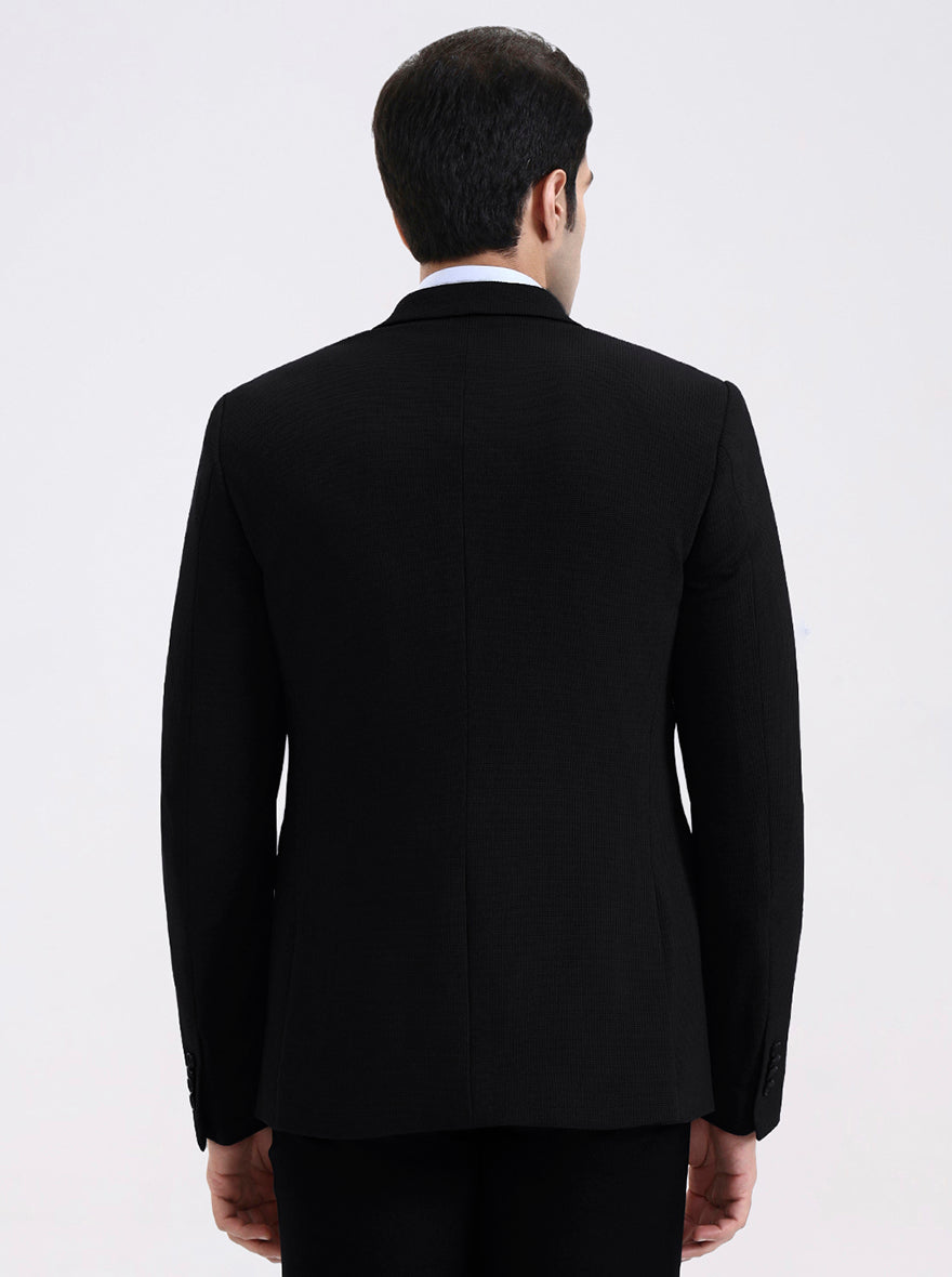 Black Solid Regular Fit Blazer | JadeBlue