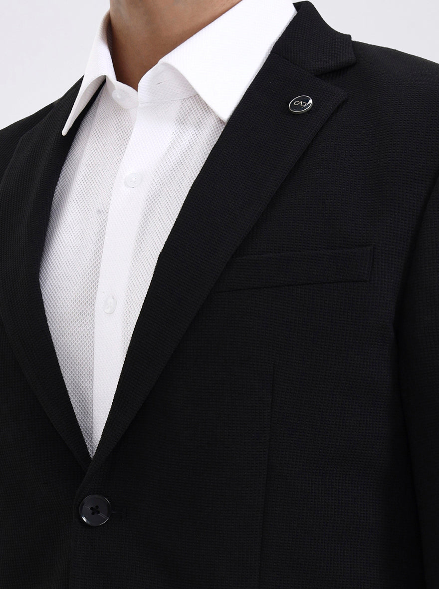 Black Solid Regular Fit Blazer | JadeBlue