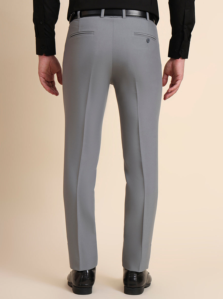 Slate Grey Solid Slim Fit Formal Trouser | Metal