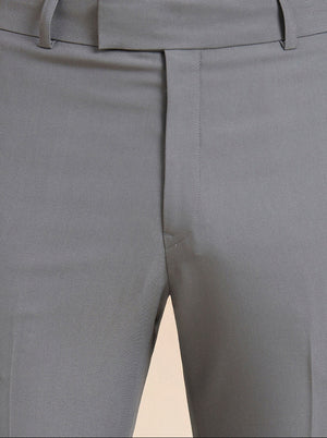 Slate Grey Solid Slim Fit Formal Trouser | Metal