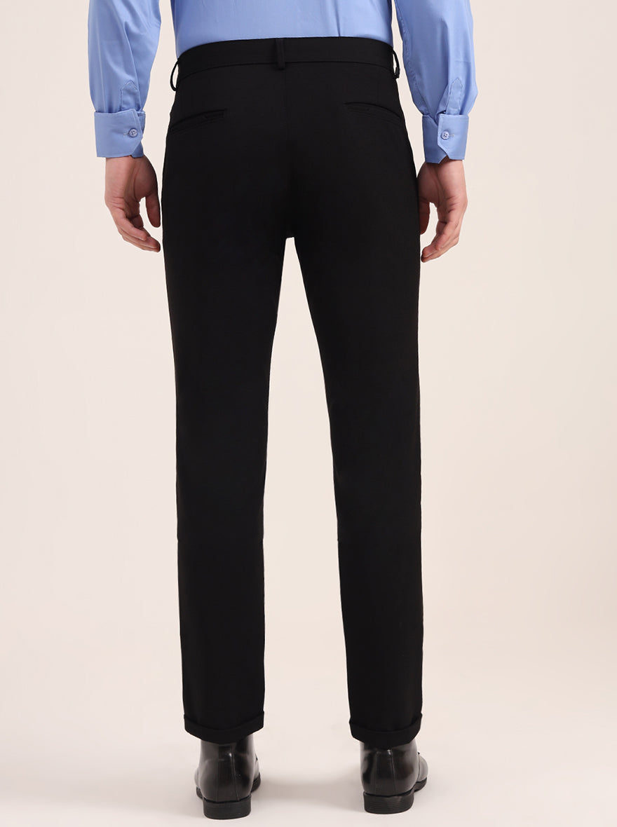 Black Solid Slim Fit Club Wear Trouser | JB Studio