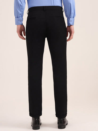 Black Solid Slim Fit Club Wear Trouser | JB Studio