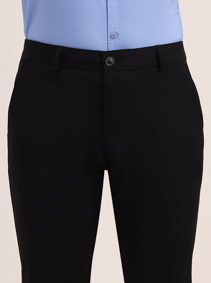 Black Solid Slim Fit Club Wear Trouser | JB Studio