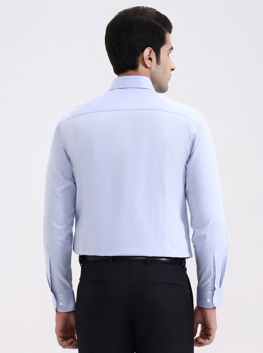 Blue Solid Slim Fit Formal Shirt | Metal