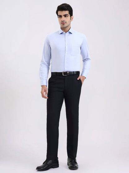 Blue Solid Slim Fit Formal Shirt | Metal
