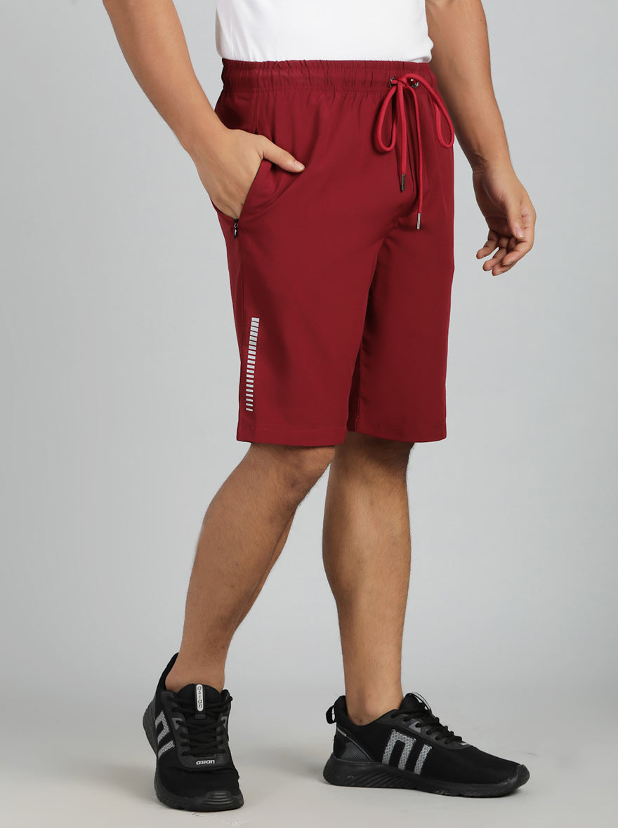 Maroon Solid Slim Fit Shorts | Jade Play