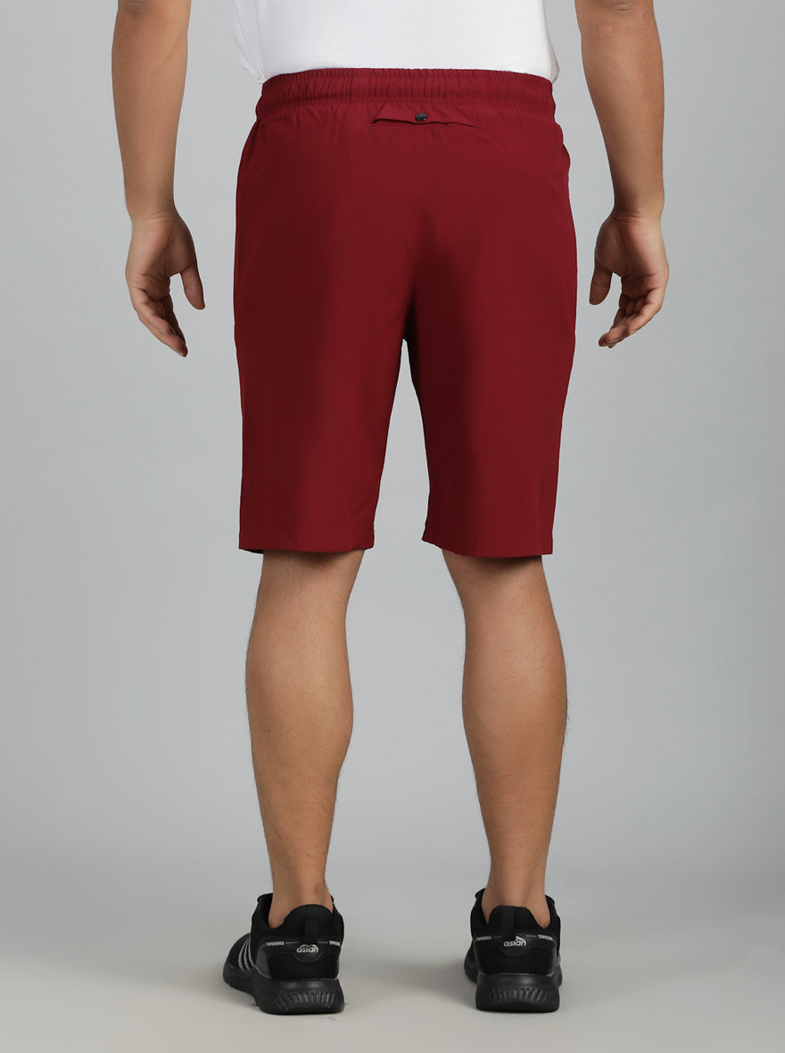 Maroon Solid Slim Fit Shorts | Jade Play