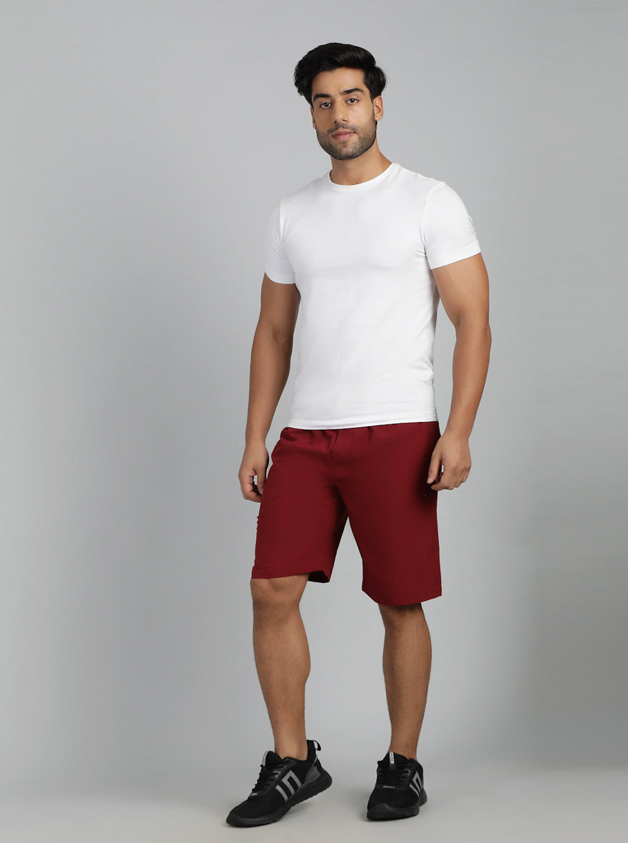 Maroon Solid Slim Fit Shorts | Jade Play