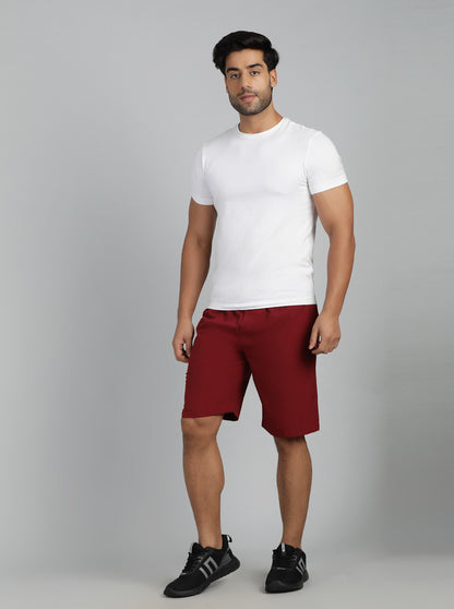 Maroon Solid Slim Fit Shorts | Jade Play