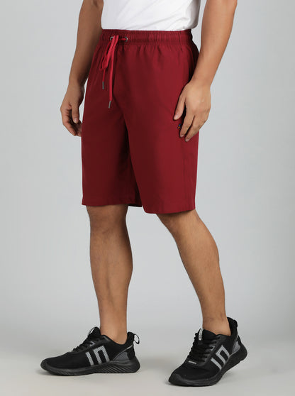 Maroon Solid Slim Fit Shorts | Jade Play
