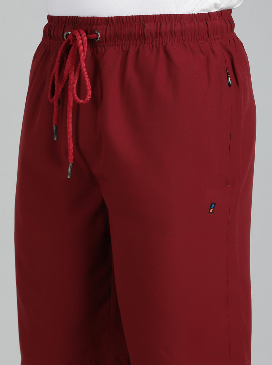 Maroon Solid Slim Fit Shorts | Jade Play