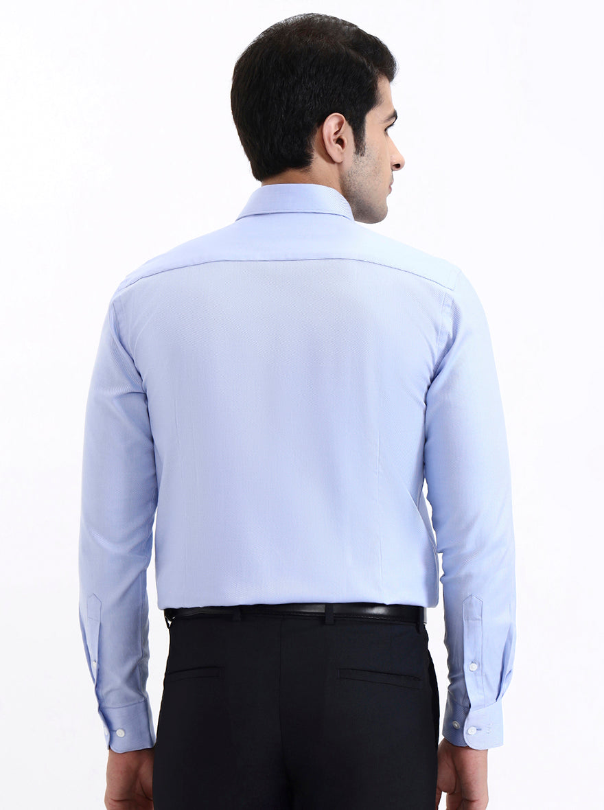 Sky Blue Solid Slim Fit Formal Shirt | Metal