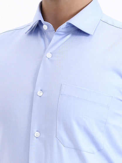 Sky Blue Solid Slim Fit Formal Shirt | Metal