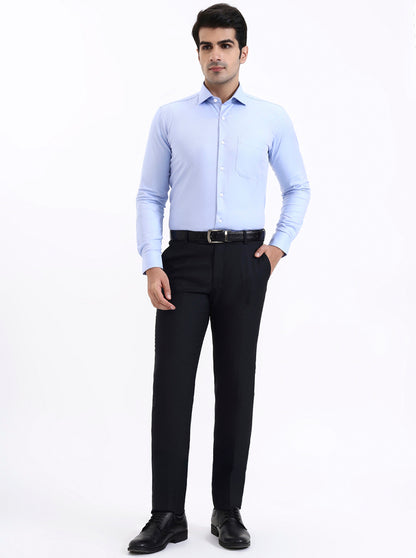 Sky Blue Solid Slim Fit Formal Shirt | Metal