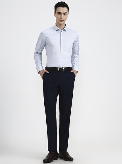 Blue Printed Slim Fit Formal Shirt | Greenfibre