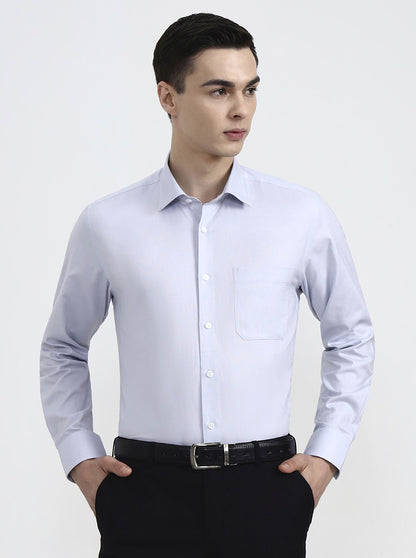 Light Grey Solid Regular Fit Formal Shirt | JadeBlue