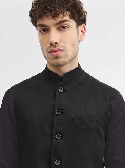 Black Solid Regular Fit Modi Jacket | JadeBlue