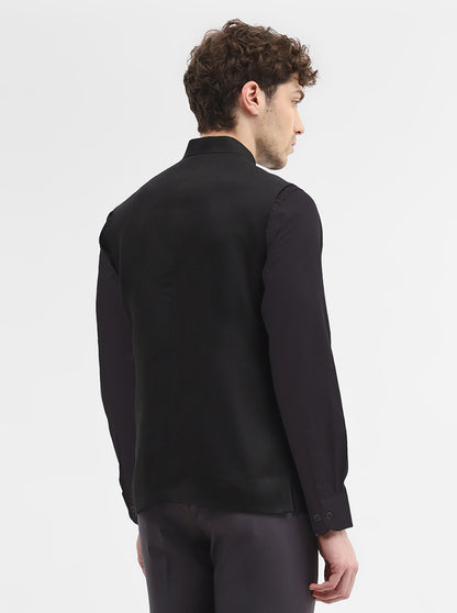 Black Solid Regular Fit Modi Jacket | JadeBlue