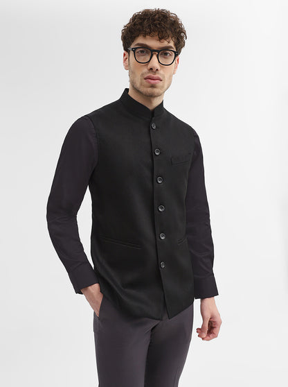 Black Solid Regular Fit Modi Jacket | JadeBlue