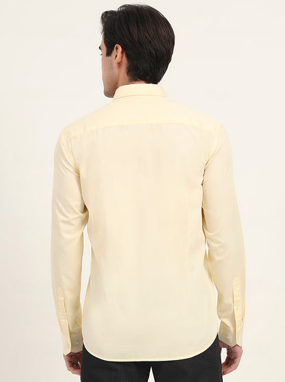 Yellow Solid Slim Fit Semi Casual Shirt | Greenfibre