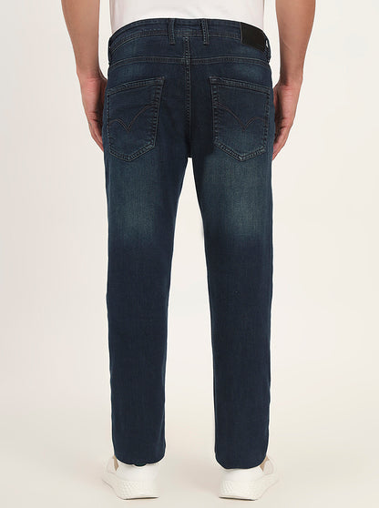 Petrol Blue Washed Straight Fit Jeans | JadeBlue
