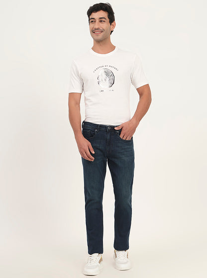 Petrol Blue Washed Straight Fit Jeans | JadeBlue