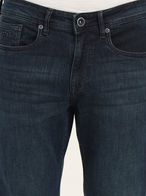 Petrol Blue Washed Straight Fit Jeans | JadeBlue